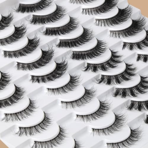 False Eyelashes Fluffy Cat Eye Lash Strips Set - 4 Styles, Natural & Reusable