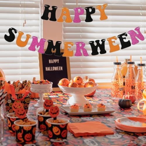 Orange Summerween Banner Halloween Decorations Indoor Outdoor Party Decor