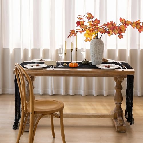 Black Halloween Cheesecloth Table Runner 120 Inch for Decorations - 1pc