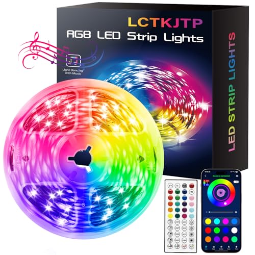 50FT RGB Music Sync LED Strip Lights with App & Remote Control - Color Changing Indoor Lights