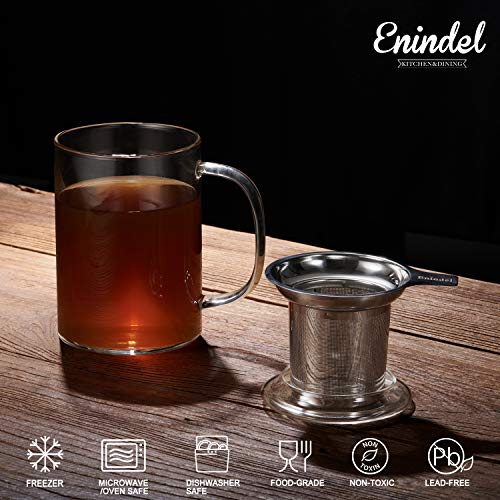 Glass Tea Mug with Infuser and Lid - 20 OZ Clear Borosilicate, Variation GM005