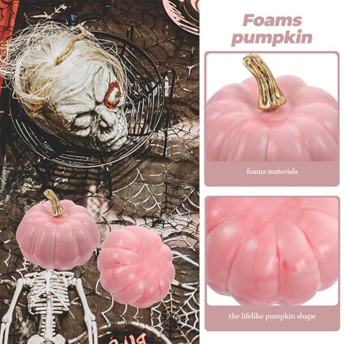 Pink Foam Pumpkins Set - 8 Small Fall Halloween Thanksgiving Decor