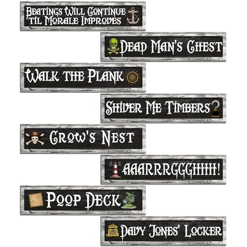 Pirate Theme Sign Cutouts Set for Halloween Party Wall Decorations