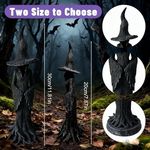 Gothic Halloween Witch Statue - 11.81 Inch Resin Dark Fantasy Decor