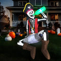 6.5 FT Halloween Inflatable Skeleton Decor with LED Lights, Outdoor Spooky Skeleton with Pirate Theme
