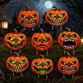 8-Pack Pumpkin Yard Signs Stakes with Glowing Eyes for Halloween Outdoor Decoration - Variation of Pumpkin