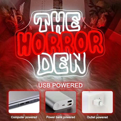 Horror Den Neon Sign - Scary Wall Light for Game Room & Halloween Decor - Variation of THIS listing
