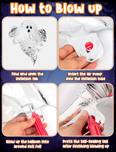 8Pcs Halloween Ghost Foil Balloons - Spooky Ghost-Shaped Party Decor