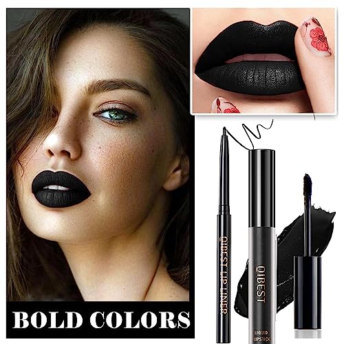 Lip Kit Set - Matte Liquid Lipstick, Lip Liner & Gloss for Goth Makeup