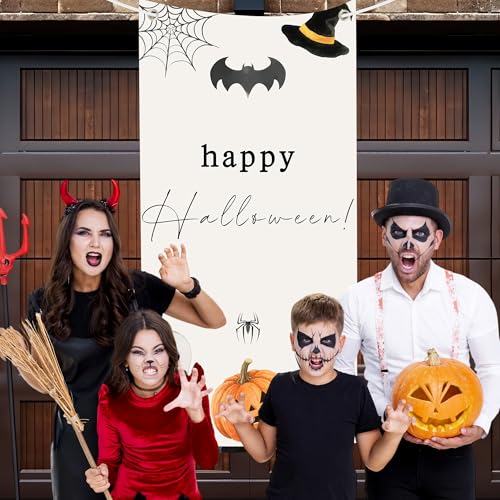 Halloween Party Banner Backdrop Decor - Spooky Pumpkin Bat Ghost Design 35x72in