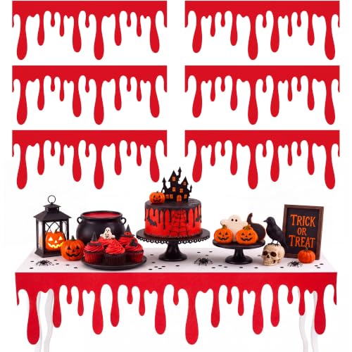 Halloween Felt Banner Decoration Set - 12 Red Felt Garlands for Party & Mantle Decor
