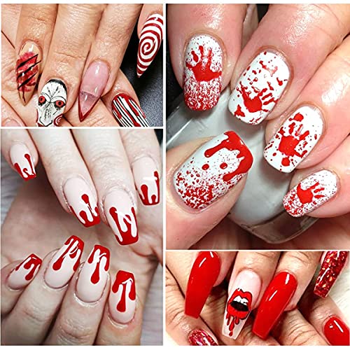 Halloween Nail Decals Set - 5 Sheets Blood, Ghost, Clown, Vampire Designs for Spooky Nail Art