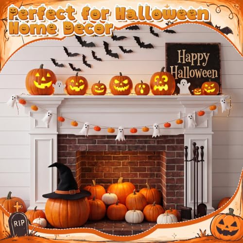 Halloween Felt Garland Set - 3D Ghost & Pumpkin Fall Decoration - Variation of THIS listing