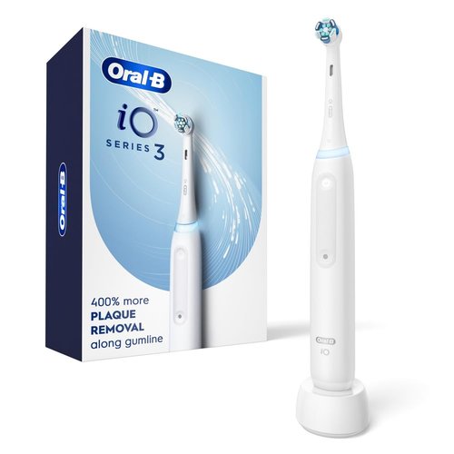 Oral-B iO3 Rechargeable Electric Toothbrush - Clean & Protect with 3 Modes & Pressure Sensor | White