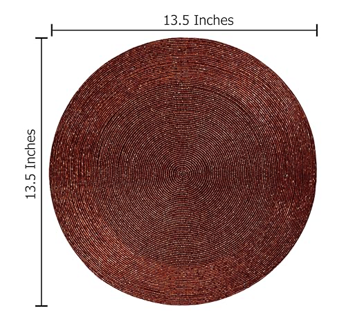 Burgundy Beaded Charger Placemats Set of 4 - Handmade Fall Table Decor