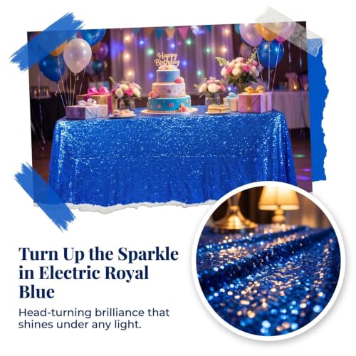 Partisout 90x132 Inch Royal Blue Sequin Tablecloth - Glitter Party Cover Variation of THIS Listing