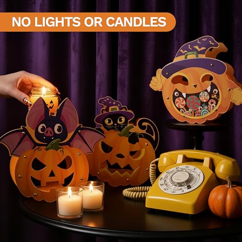 Halloween Pumpkin Paper Lanterns Set - Collapsible Outdoor & Indoor Decorations