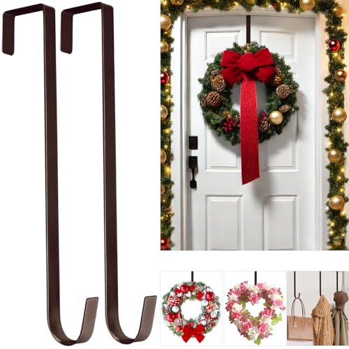 12-Inch Metal Wreath Door Hanger - Bronze 2-Pack | Heavy Duty Front Door Decor