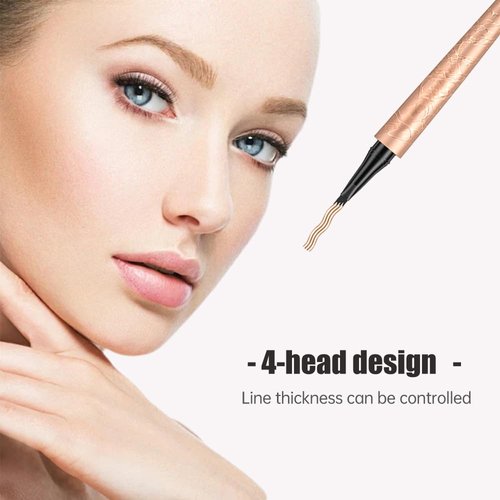 Skiennix Microblading Eyebrow Pen - Waterproof 4 Tip Pencil for Natural Makeup | Dark Brown