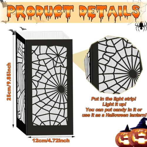Halloween Table Centerpieces Boxes - 8 Pcs Spider Web Design, Black Variation