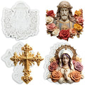 Virgin Mary Jesus Cross Silicone Mold Set of 3 - Baptism Cake Decorating