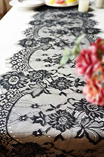 Letjolt Black Lace Table Runner 14x120 Inches Elegant Wedding Decor - Variation 1