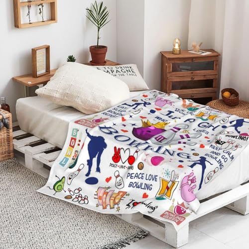 Bowling Themed Blanket Gifts for Women & Adults - 50x40 Inches - Bowling Accessories