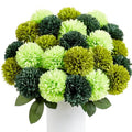 Artificial Chrysanthemum Flowers - Green 12 Pieces, Realistic Silk Blooms for Decor