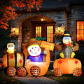 Thanksgiving Inflatable Scarecrow Driving Pumpkin Train with Turkey - Fall Yard Decor, Fall Train Variation