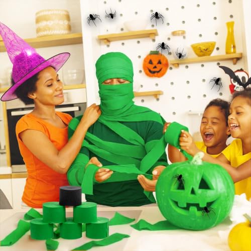 Halloween Mummy Door Cover Decor Set with Giant Eyeballs Bats - Black+Green Variation