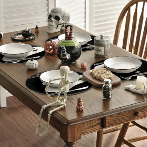 Artoid Mode Ghost Halloween Round Placemats Set of 4 - 14 Inch Black Table Mats