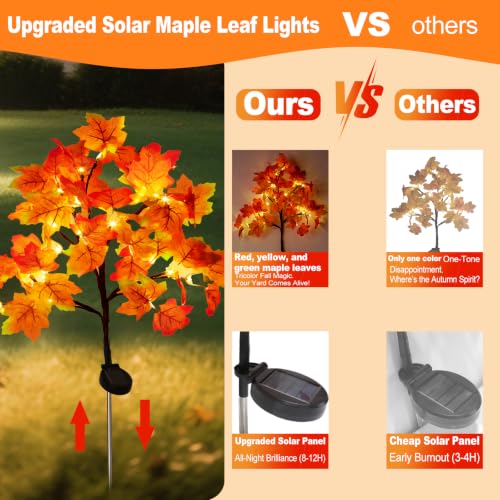 Outdoor Solar Maple Tree Lights Set - 8 Lighting Modes, Waterproof Fall Decor, 40 LEDs