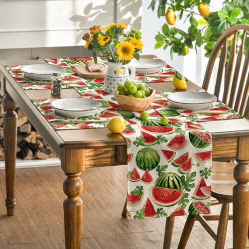 Watermelon Fruit Summer Placemats Set of 4 - 12x18 Inch Rectangular Red Table Mats for Dining & Party
