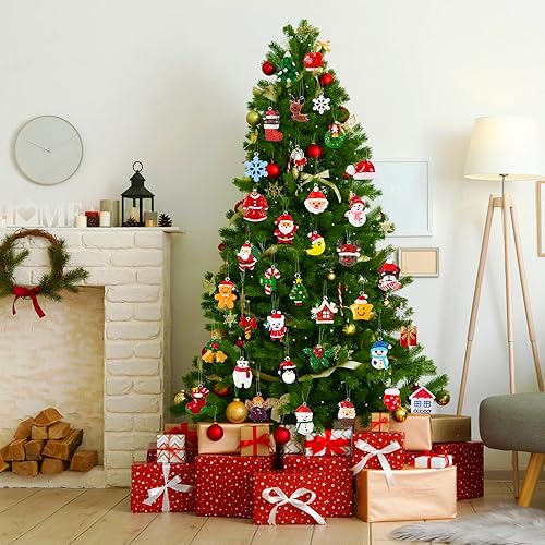 36pcs Christmas Mini Resin Ornaments Set for Xmas Tree Decoration with Golden String
