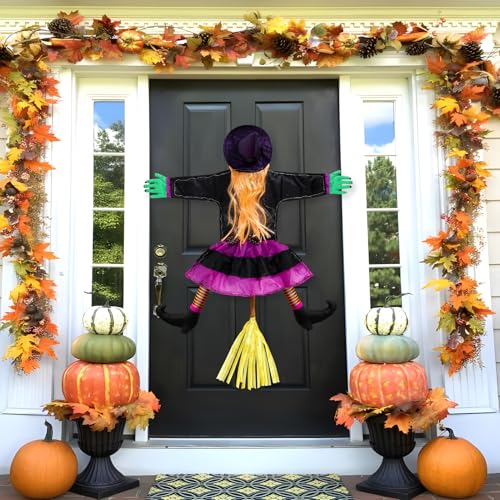 Outdoor Solar Halloween Decorations Witch with Orange & Purple Lights - Variation of THIS Listing