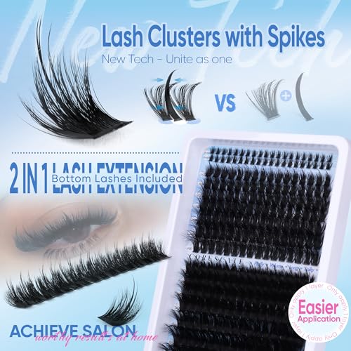 Dramatic Spikes Lash Clusters with Bottom Lashes - 160D+260D 12-22mm Full Volume Eyelash Extensions - Variation of This Listing