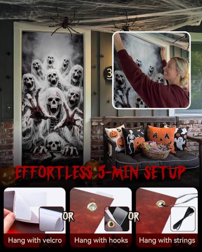 Halloween Door Cover Decor Ghost Skull Variation - Outdoor Haunted House Backdrop Sign