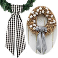 Black White Plaid Wreath Sash - Halloween Modern Wedding Party Bow Ribbon - Black White Variation