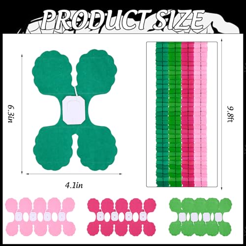 Halloween Four-Leaf Clover Hanging Banner Set - Pink & Green Party Decorations