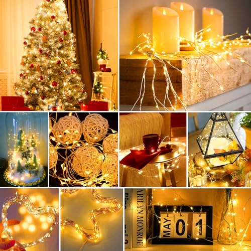 Warm White 100 Pack Battery Operated Fairy String Lights - 7ft Waterproof LED Decor