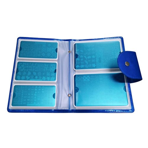 FingerAngel 50 Slots Image Stamper Plate Collection Nail Art Stamp Plate Stamping Plates Cases Stamp Nail Template Organzier for 6.0x12.0cm and 9.5X14.5CM Nail Art Plates(Dark Blue)