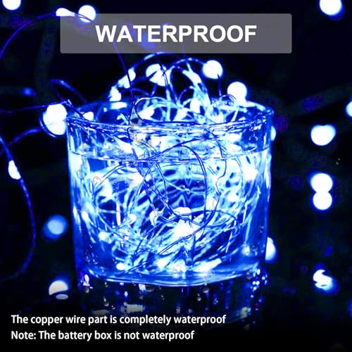 Battery Operated Fairy String Lights 16ft 50 LEDs for Bedroom & Holiday Decor - Blue, 4 Pcs