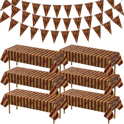 9 Pieces Creepy Carnival Halloween Decorations Set - Blood Splatter Banners & Tablecloth