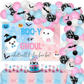 Halloween Gender Reveal Decorations Kit with Backdrop Balloon Garland & Bat Wall Stickers