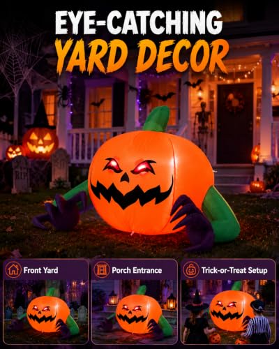 Halloween Inflatable Pumpkin Decor 4.5FT Outdoor Blow-up Lawn Decoration