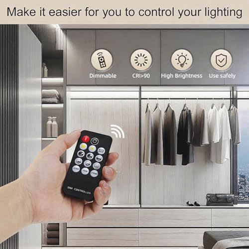 ZSLAIFU 16.4ft COB LED Strip Light - Dimmable White Tape with Remote for Bedroom, Kitchen, Mirror - Variation: 16.4FT-Remote White