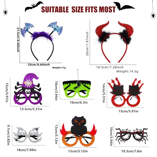 Halloween Party Headbands & Glasses Set - 20 Pieces Costume Accessories for Kids & Adults