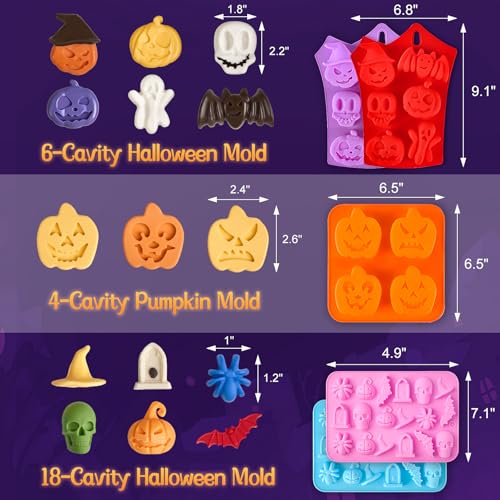 Halloween Silicone Mold Set for Chocolate Candy Gummy Cookies - 5 Pieces