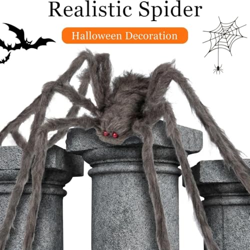 Halloween Giant Black, Brown & Grey Spider 3 Pack - 5Ft Realistic Outdoor Indoor Decor Set