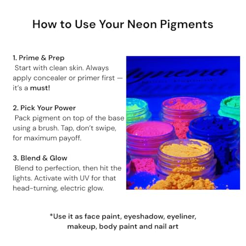 Neon Face Body & Nail Paint Pigment Powder Kit 12 Colors - Variation 2